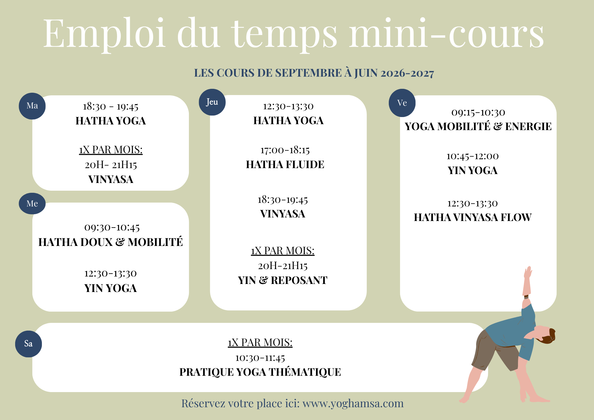 1 Horaires des cours collectifs de Yoga